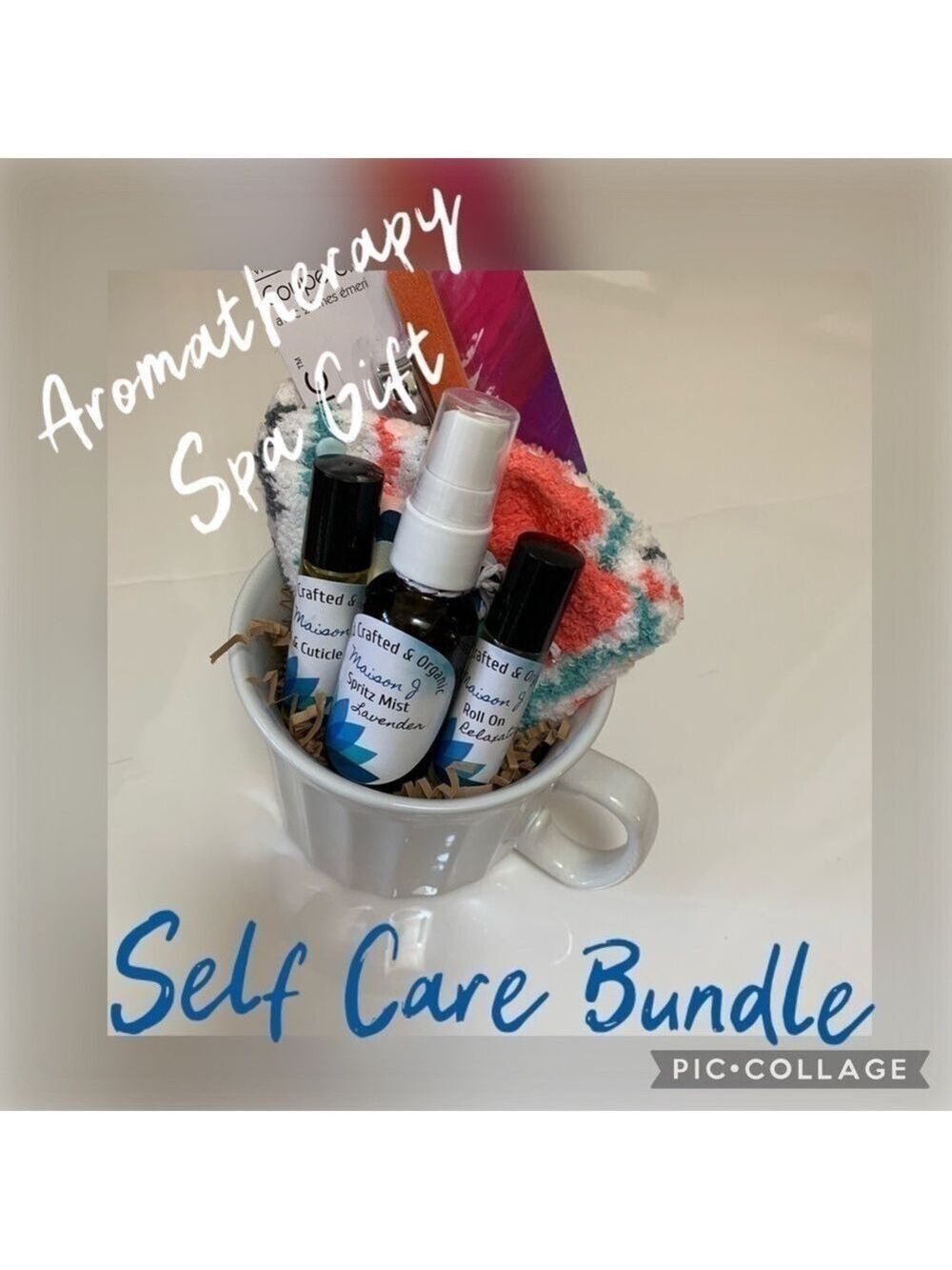 Aromatherapy Spa self care bundle gift set handcrafted organic oversized mug